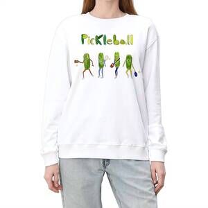 NEW UNFORTUNATE PORTRAIT women's pickleball crewneck sweatshirt in white
